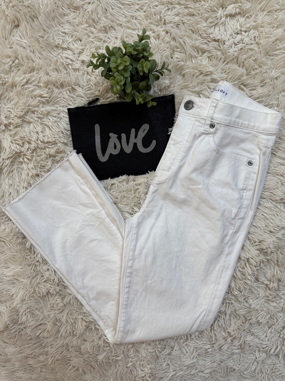 Loft High Waist Kick Crop Jeans 💗 White